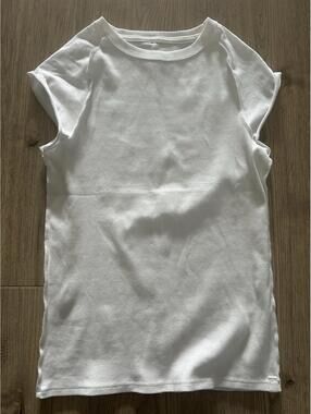 Free People We The Free White Crew Neck Raglan Sleeves Slim Fit Tee Sz Large